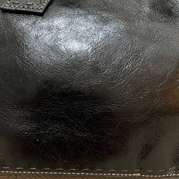 FOSSIL  Black Leather Satchel Handbag Purse - Picture 3 of 9